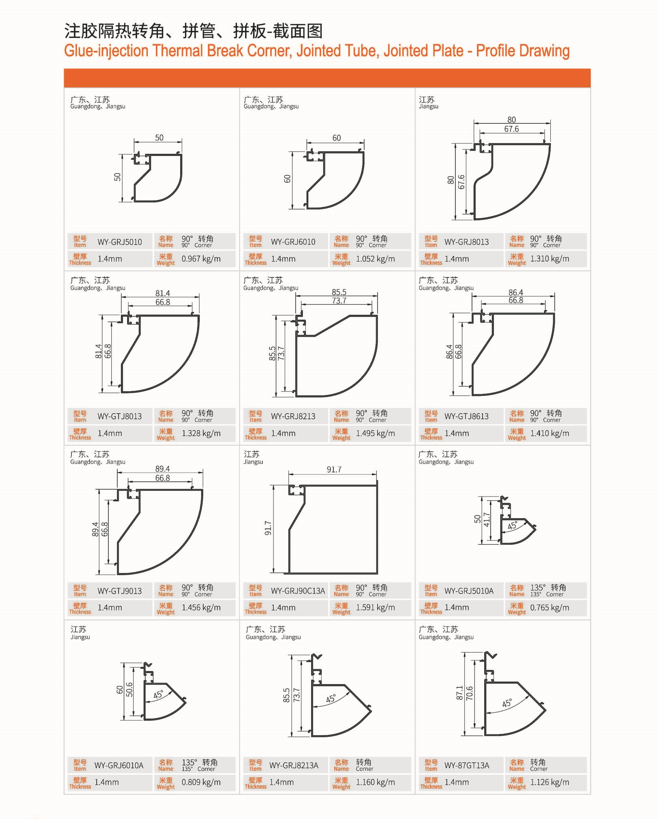 注膠隔熱轉(zhuǎn)角、拼管、拼板